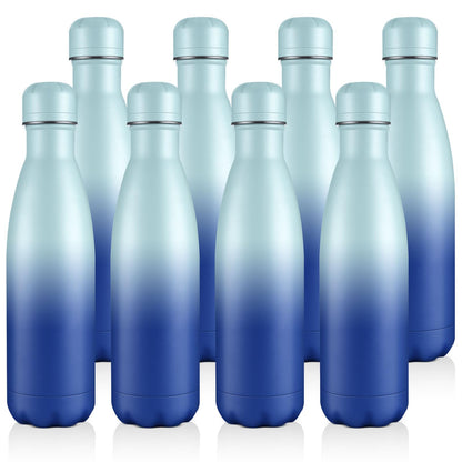 Volhoply 17oz Insulated Stainless Steel Water Bottle, Double Wall Vacuum Flask, Keeps Cold 24h & Hot 12h, Available in Packs of 1, 4, or 8（Silver,1 Pack)