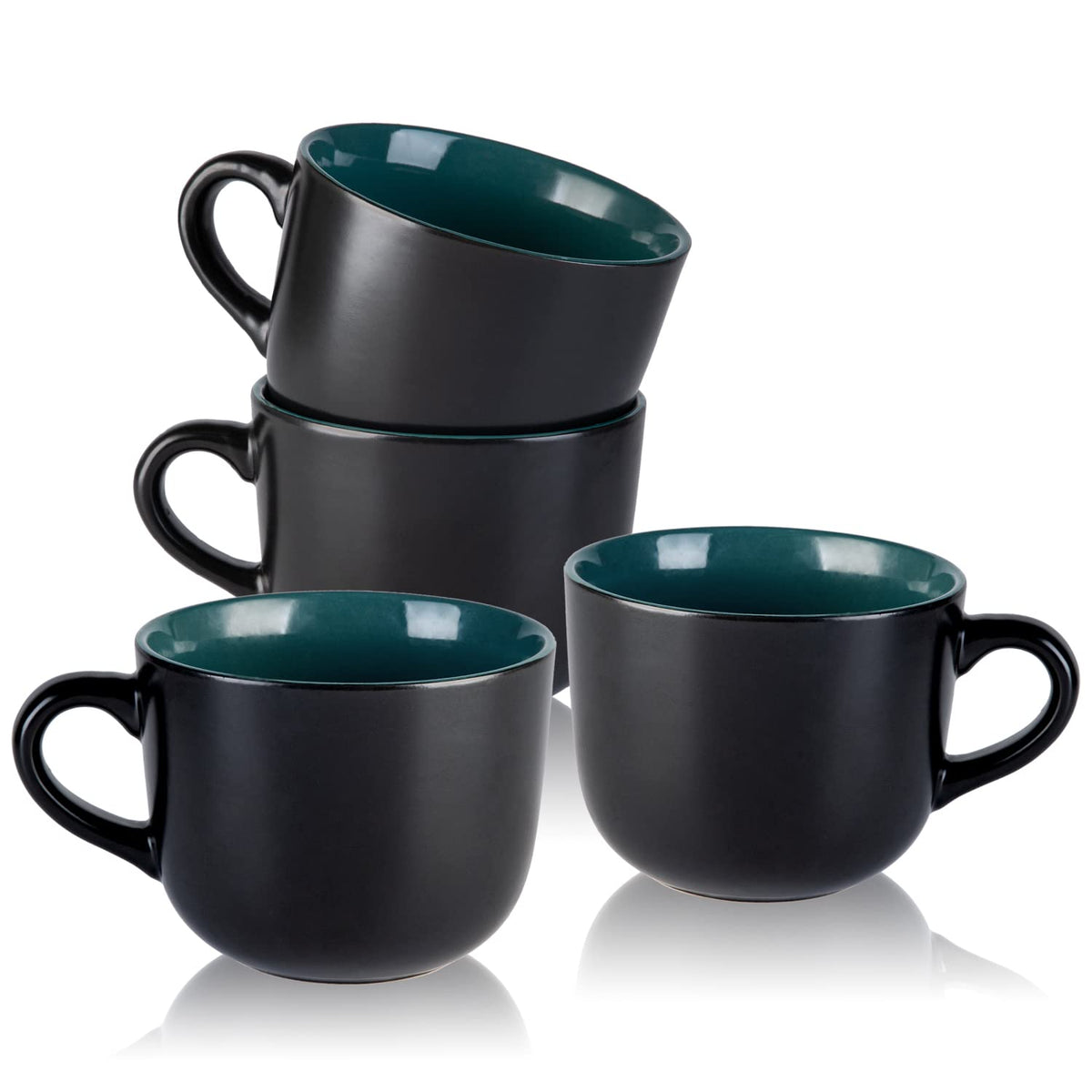 AmorArc 24 oz Soup Mugs with Handles, Jumbo Ceramic Bowls Mugs Set with handles for Coffee Cereal Cappuccino Snacks, Microwave&Dishwasher safe Soup Cups for Meal-Multicolor