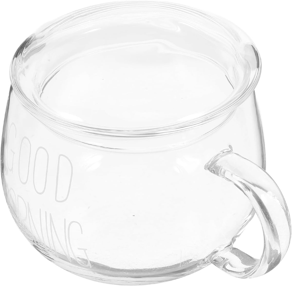 Heat-resistant Glass Milk Drinking Mug with Handle, White Lettering Cereal and Breakfast Cup with Lid, 1pcs Glass Coffee and Tea Cup for Home Kitchen Use