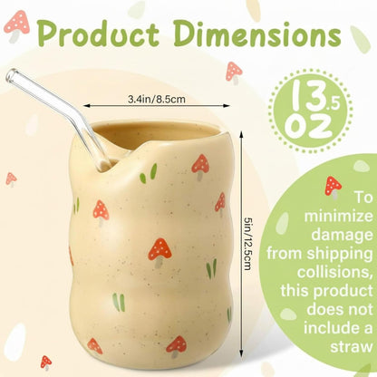 Thenshop Ceramic Coffee Mug with Sip Hole Espresso Cup 13.5oz Modern Coffee Cup Elegant Pottery Mug with Timber Design for Kitchen Dining Tea Milk Birthday Gift for Women