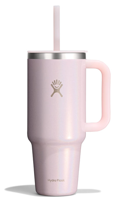 Hydro Flask Travel Tumbler with Handle, Lid and Straw - Insulated Stainless Steel in 40 Oz Agave
