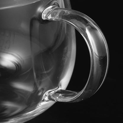 INOOMP Glass Milk Mug with Handle, Heat-resistant Breakfast Beverage Cup for Oatmeal and Tea, White Lettering with Lid, 1pcs Sturdy Glass Coffee and Latte Drinking Cup for Home Use