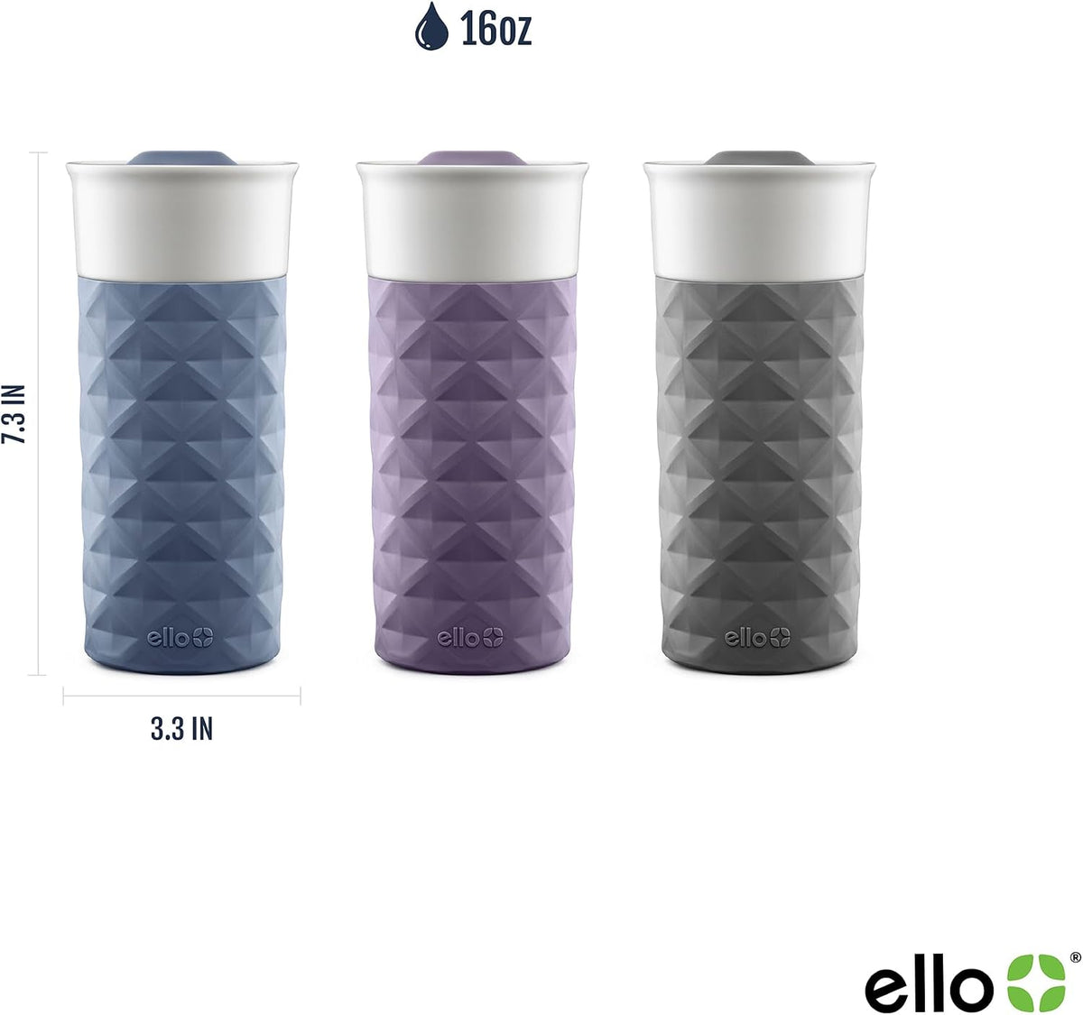 Ello Ogden 16oz Ceramic Travel Mug with Splash-Resistant Slider Lid and Protective Silicone Sleeve, Perfect for Coffee or Tea, BPA-Free, Dishwasher Safe | Splash-resistant ceramic travel mug with slider lid and protective silicone sleeve. BPA-free, great