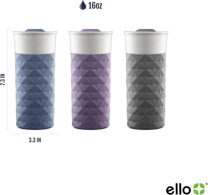 Ello Ogden 16oz Ceramic Travel Mug with Splash-Resistant Slider Lid and Protective Silicone Sleeve, Perfect for Coffee or Tea, BPA-Free, Dishwasher Safe | Splash-resistant ceramic travel mug with slider lid and protective silicone sleeve. BPA-free, great