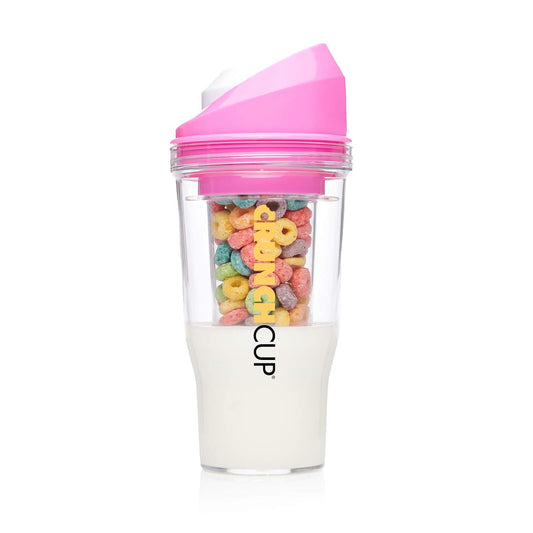 CRUNCHCUP XL Portable Cereal Cup for Breakfast On the Go - Pink | Skip the Spoon and Bowl - Designed for a quick, convenient breakfast at home, on the go, or during busy mornings.