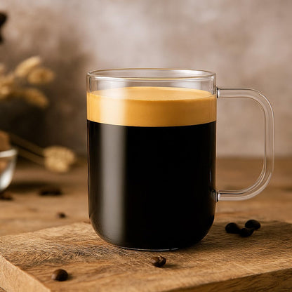 Aquach 20oz Glass Coffee Mugs Set of 2, Clear Borosilicate Cups with Handle | Dishwasher/Microwave Safe, Borosilicate Glass, Single-walled, Smooth Rim, Handle Comfort, Large Capacity
