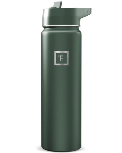 IRON °FLASK 32 oz Wide Mouth Water Bottle with 3 Lids | Insulated Stainless Steel Sports Water Bottle with 3 Leakproof Lids - BPA Free, Cold 24 Hrs, Sweat Free (Midnight Black)