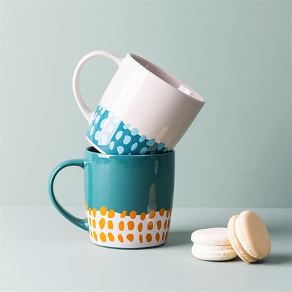 Milk Breakfast Cup 330ml Ceramic Bone China Juice Tea Coffee Cup Office Cup Polka Dot Gift(Groen 330ml) (Roze 330ml)