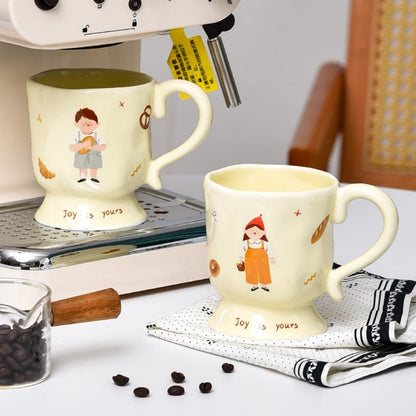 300Ml Ceramic Oatmeal Breakfast Milk Cup For Couples