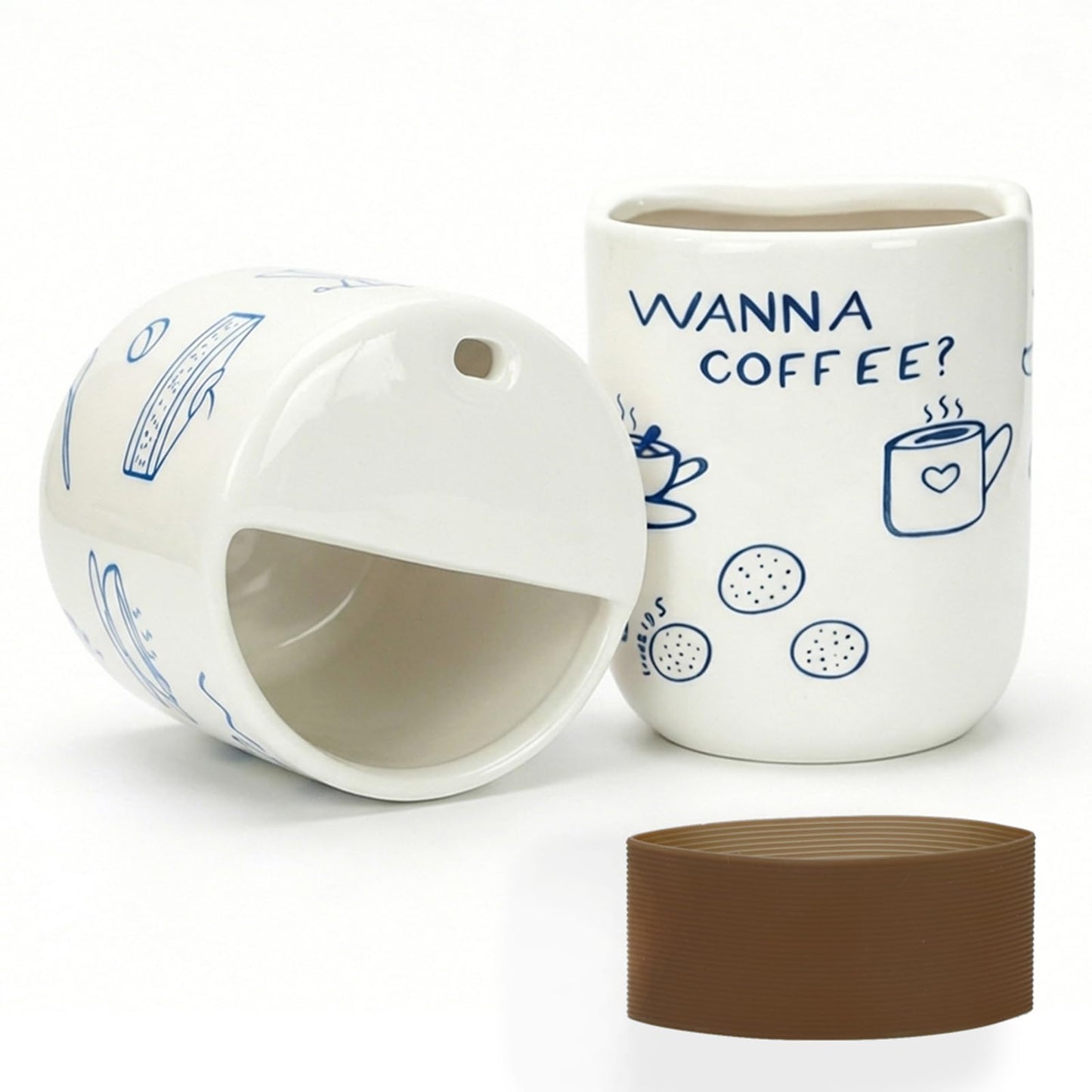 To Go Ceramic Coffee Cups with Lids, Romantic Red Hearts Ceramic Traval Mug with Sip Hole, 12oz Ceramic Sip Cups Pottery Travel Mug, Gifts For Him Her