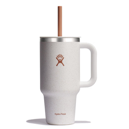 Hydro Flask Travel Tumbler with Handle, Lid and Straw - Insulated Stainless Steel in 40 Oz Trillium