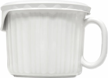 CorningWare 2-Pack 20oz Ceramic Meal Mugs with BPA-Free Vented Lids, French White