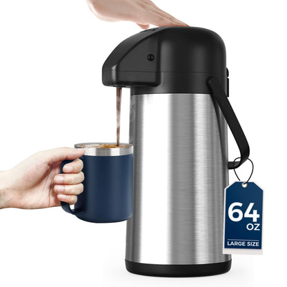 Thermal Coffee Carafe for Keeping Hot – 34OZ Insulated Small Coffee Pot | 304 Stainless Steel Coffee Flask, Tea Pitcher for Hot Drinks Liquid Water, Insulated Beverage Dispenser for Parties