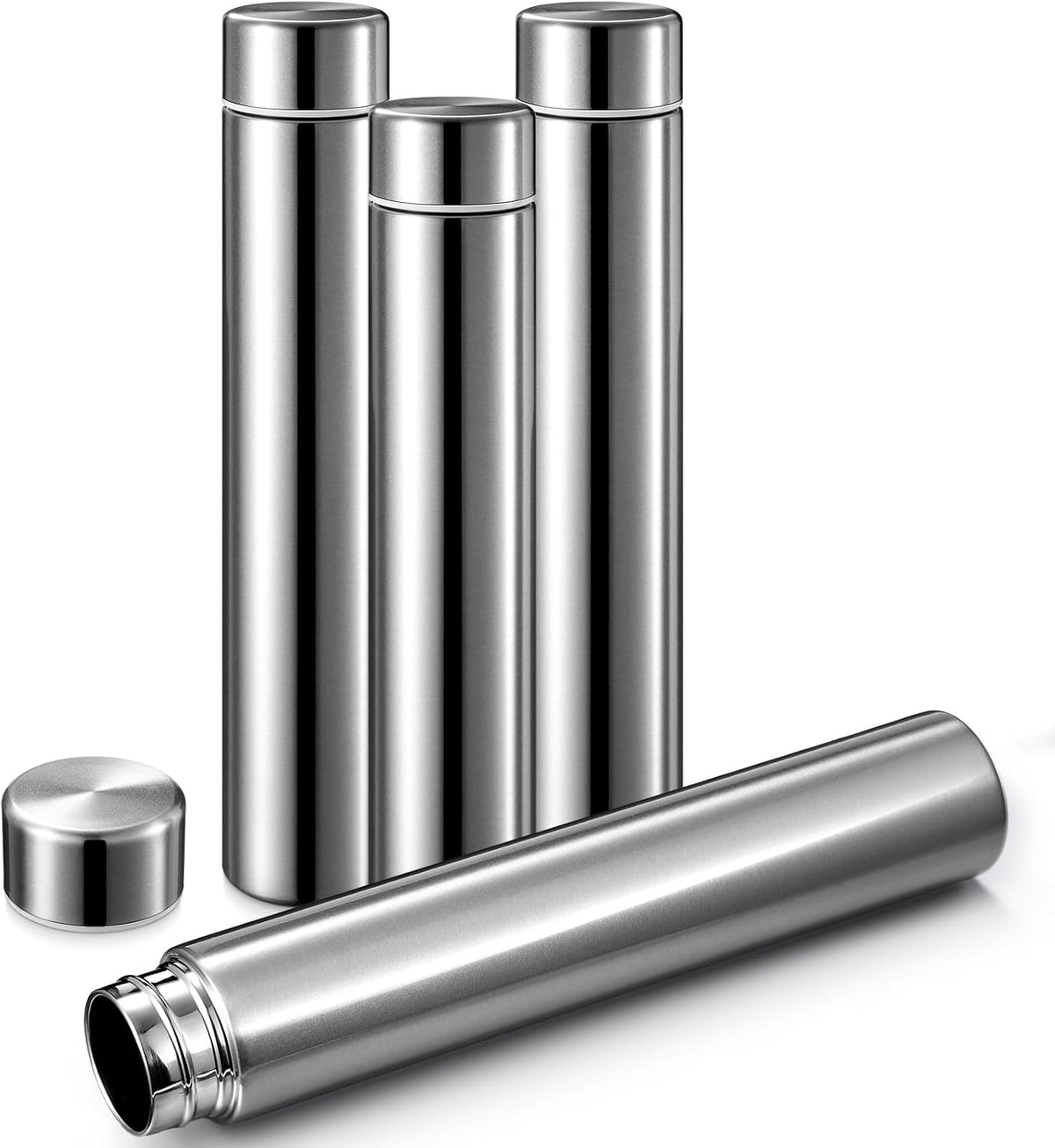 Vesici 4 Pack Silver Slim Stainless Steel Insulated Water Bottle