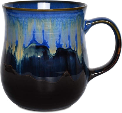 Bosmarlin Large Ceramic Coffee Mug, Blue Big Tea Cup for Office and Home, 21 Oz, Dishwasher and Microwave Safe, 1 PCS