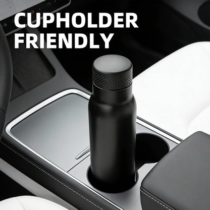 BJPKPK 21 oz Insulated Water Bottle, Leakproof Stainless Steel Flask | Double Wall Vacuum, Keeps Hot/Cold, Metal, BPA Free, Dishwasher Safe, Slim, Cupholder, Narrow, Reusable, Black
