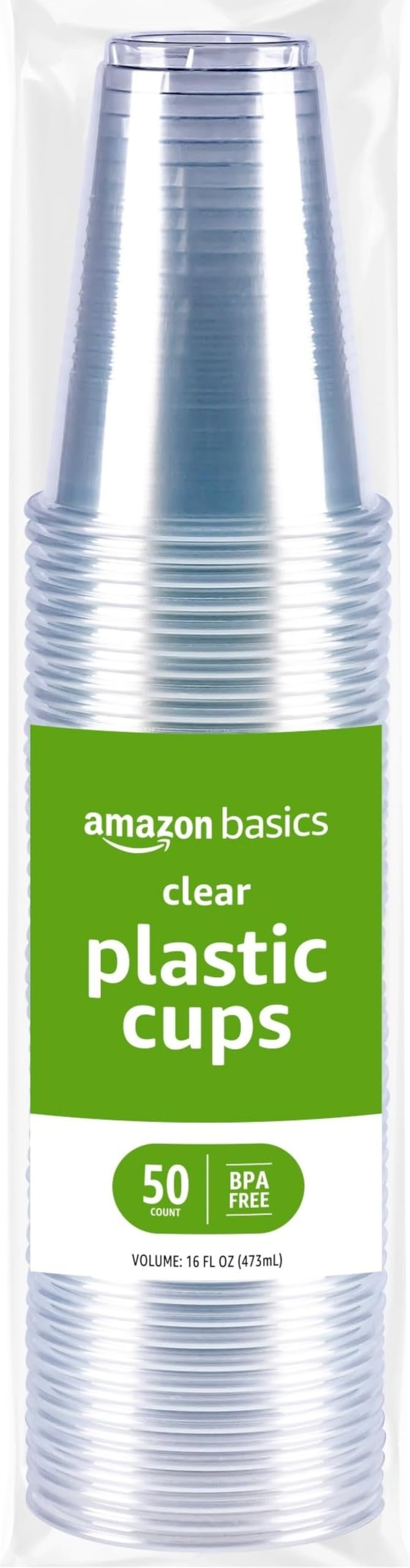Amazon Basics Small Disposable Clear Plastic Cups, 9oz, 100 Count