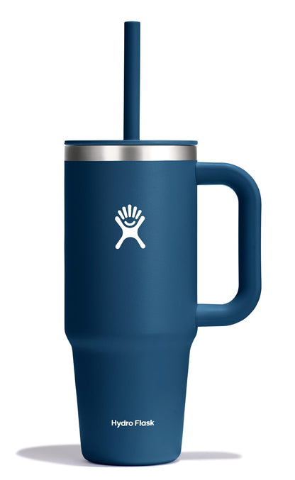 Hydro Flask Travel Tumbler with Handle, Lid and Straw - Insulated Stainless Steel in 40 Oz Agave