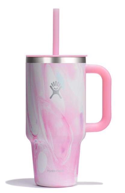 Hydro Flask Travel Tumbler with Handle, Lid and Straw - Insulated Stainless Steel in 40 Oz Trillium