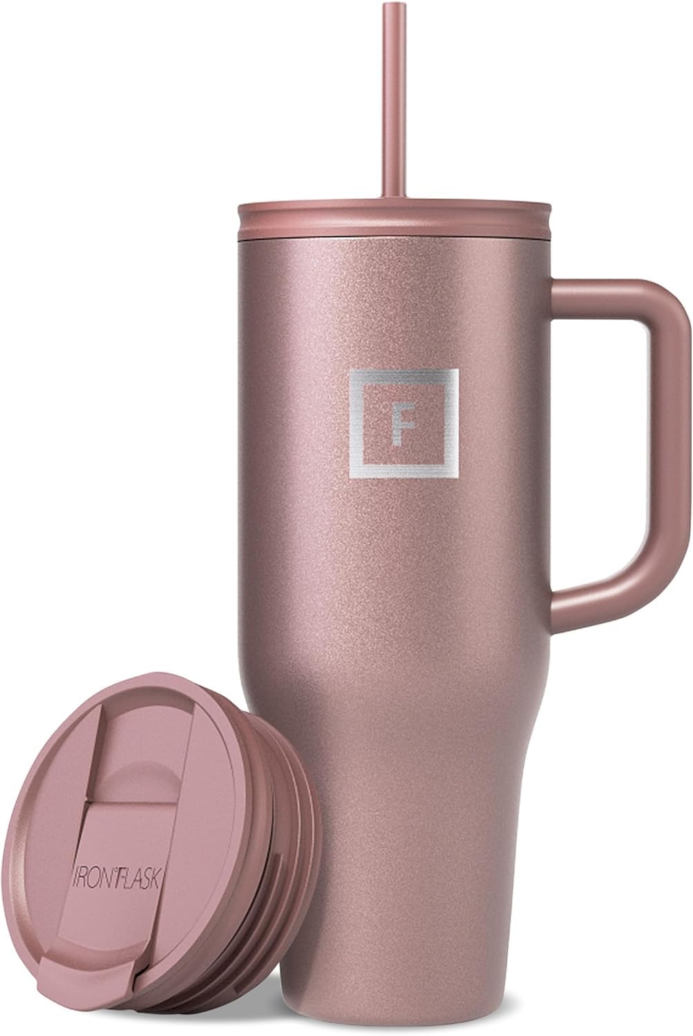 IRON °FLASK 40 oz Co-Pilot Insulated Travel Mug | Insulated Travel Mug with Straw & Flip Cap Lids - Cup Holder Fit, Leakproof, BPA Free (Aurora)