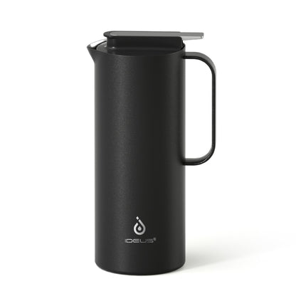 IDEUS Thermal Coffee Carafe, Stainless Steel Double Wall Insulated Vacuum Flask, Water Jug Coffee Server and Beverage Dispenser, Heat and Cold Retention (White-Gold, 68, Fluid Ounces)
