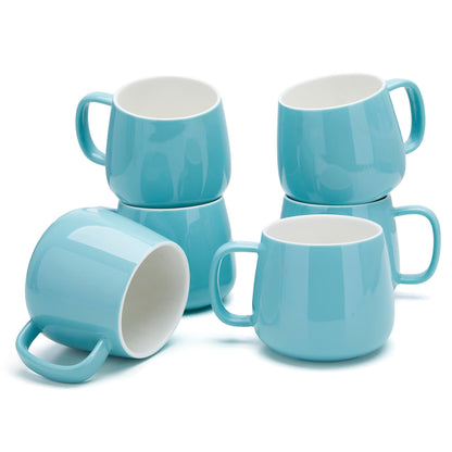Teocera Coffee Mugs Set of 4-12oz Chip-Resistant Ceramic Cups with Ergonomic Handle | Dishwasher & Microwave Safe White Mugs | Keeps Beverage Hot, Perfect for Family Kitchen & Holiday Gifts