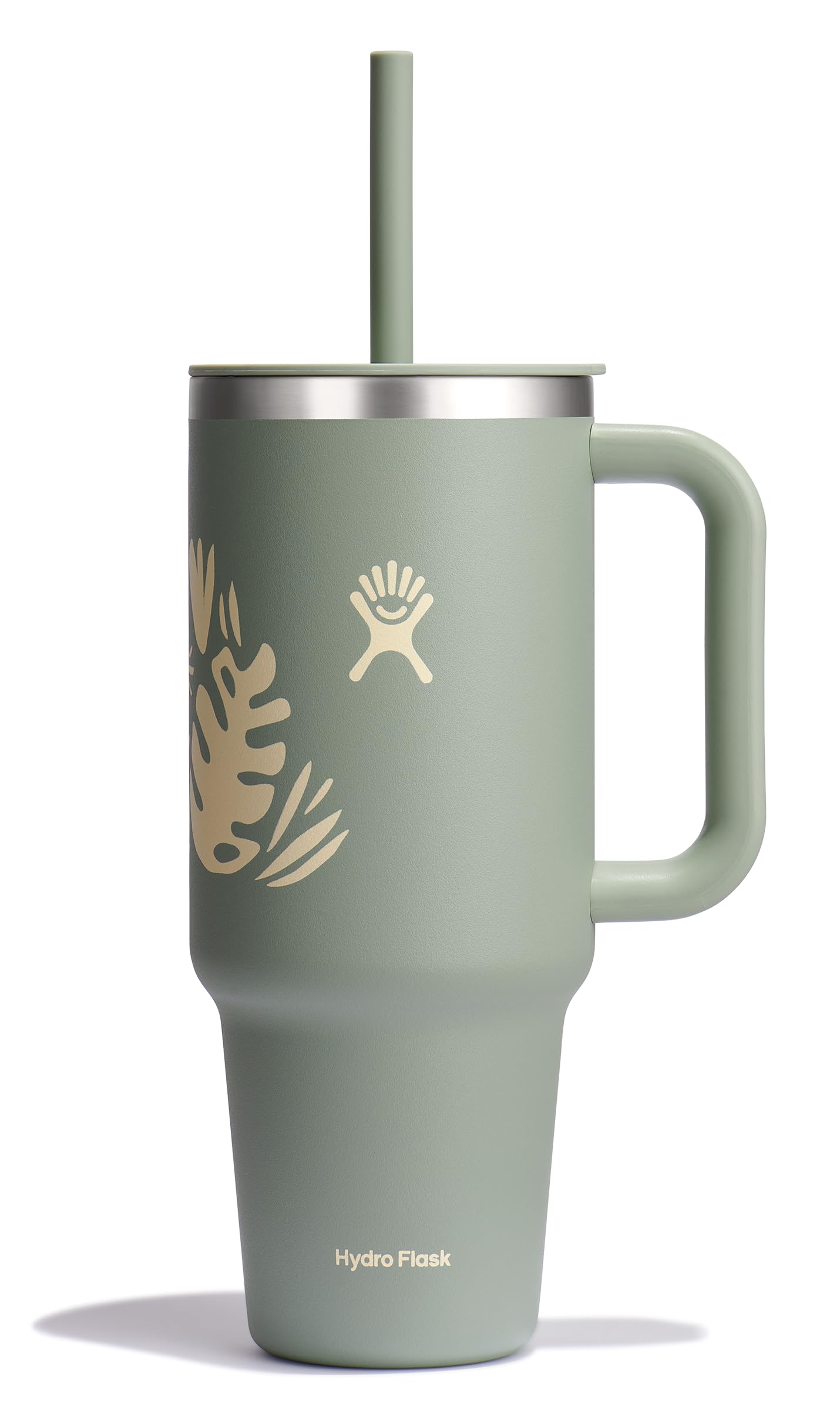 Hydro Flask Travel Tumbler with Handle, Lid and Straw - Insulated Stainless Steel in 40 Oz Trillium