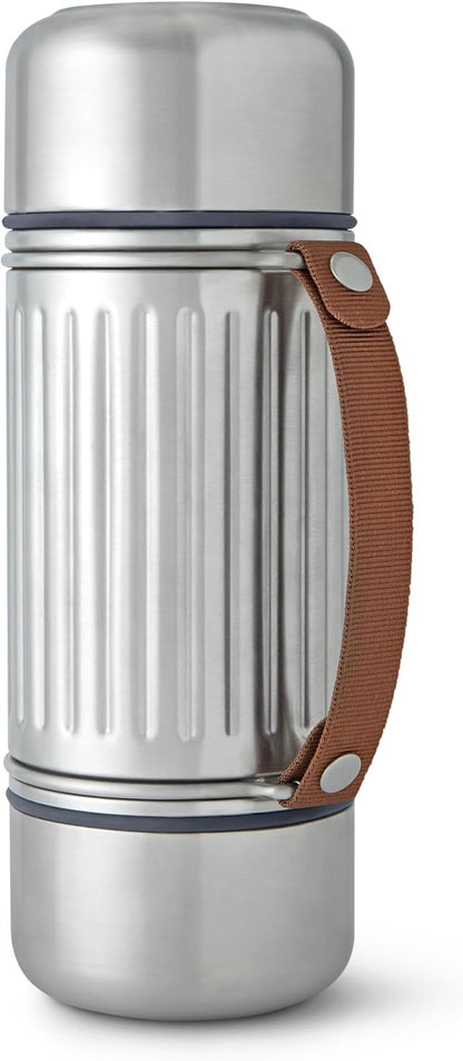 BLACK + BLUM Explorer Flask Duo | Insulated Stainless Steel | 2 Cups | 1L | Leak Proof, 24H Hot or Cold, Vacuum Insulated, 2 Steel Cups, Easy Pour Lid, Carry Strap, Ideal for Camping & Outdoors