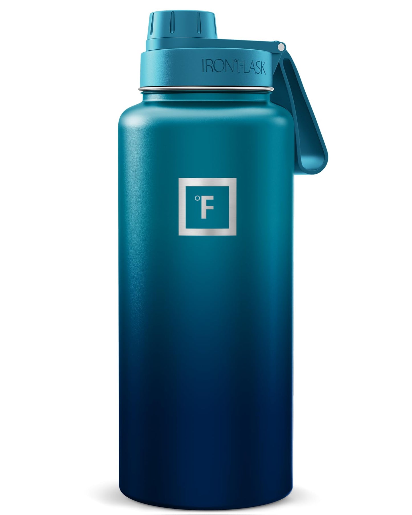 IRON °FLASK 32 oz Wide Mouth Water Bottle with 3 Lids | Insulated Stainless Steel Sports Water Bottle with 3 Leakproof Lids - BPA Free, Cold 24 Hrs, Sweat Free (Midnight Black)