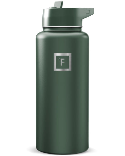 IRON °FLASK 32 oz Wide Mouth Water Bottle with 3 Lids | Insulated Stainless Steel Sports Water Bottle with 3 Leakproof Lids - BPA Free, Cold 24 Hrs, Sweat Free (Midnight Black)