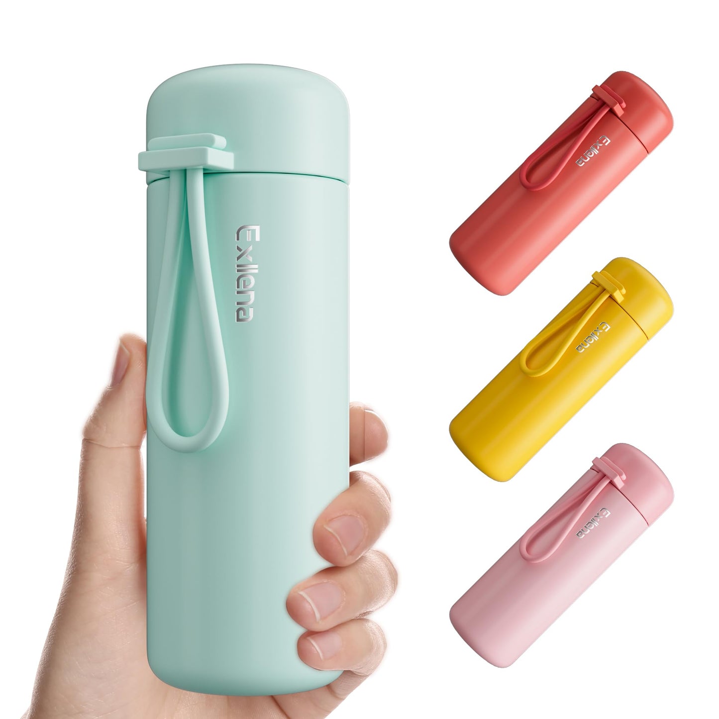 Exllena Mini Water Bottle 5oz, This is A EXTRA MINI Flask! Small Insulated Water Bottle for Hot&Cold Drinks, Water Bottle Purse with Carry Handle - 100% Leakproof Perfect for Travel...(Mint)