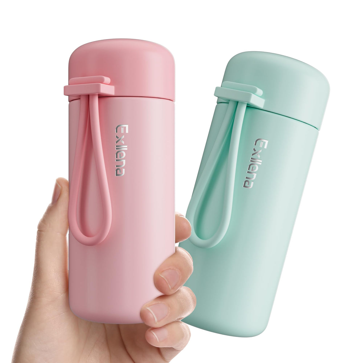Exllena Mini Water Bottle 5oz, This is A EXTRA MINI Flask! Small Insulated Water Bottle for Hot&Cold Drinks, Water Bottle Purse with Carry Handle - 100% Leakproof Perfect for Travel...(Mint)