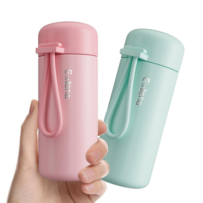 Exllena Mini Water Bottle 5oz, This is A EXTRA MINI Flask! Small Insulated Water Bottle for Hot&Cold Drinks, Water Bottle Purse with Carry Handle - 100% Leakproof Perfect for Travel...(Mint)