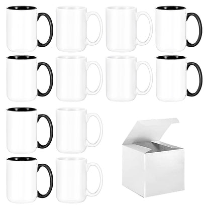 TANGLONG 11oz White Ceramic Sublimation Cups,12PCS Mugs Blank for DIY gifts | Tazas Para Sublimar,Ceramic Cup,Sublimation Mugs Blank, Bulk Mugs for Coffee, Tea, Latte, Soup, Milk, Cocoa, homemade gifts