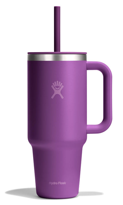 Hydro Flask Travel Tumbler with Handle, Lid and Straw - Insulated Stainless Steel in 40 Oz Agave