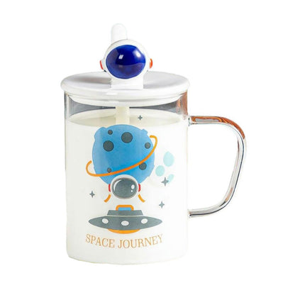 450ml/15oz Covered Large Capacity Glass Cup Creative Straight Tube Breakfast Milk Cup-GK-B model