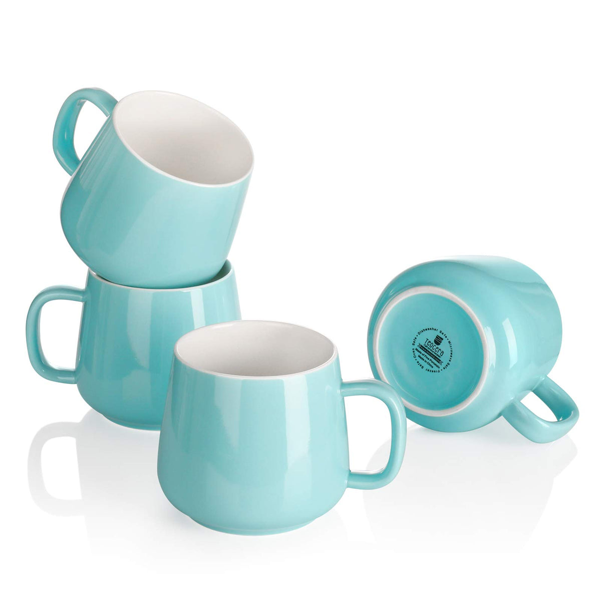 Teocera Coffee Mugs Set of 4-12oz Chip-Resistant Ceramic Cups with Ergonomic Handle | Dishwasher & Microwave Safe White Mugs | Keeps Beverage Hot, Perfect for Family Kitchen & Holiday Gifts