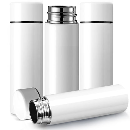 Vesici 4 Pack Mini Insulated Stainless Water Bottle,Silver | 4.4 oz Small Insulated Flask, for Purse Leak Proof Pocket, Keeps Drink Cold and Hot, for Women Kids Lunch Bag Coffee Travel