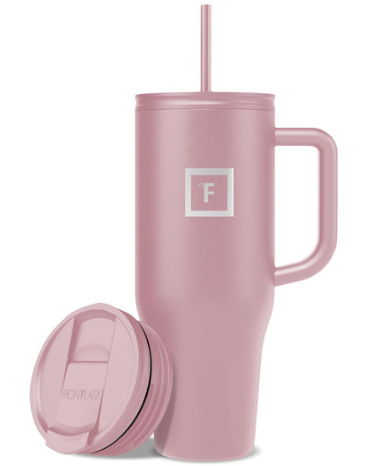 IRON °FLASK 40 oz Co-Pilot Insulated Travel Mug | Insulated Travel Mug with Straw & Flip Cap Lids - Cup Holder Fit, Leakproof, BPA Free (Aurora)