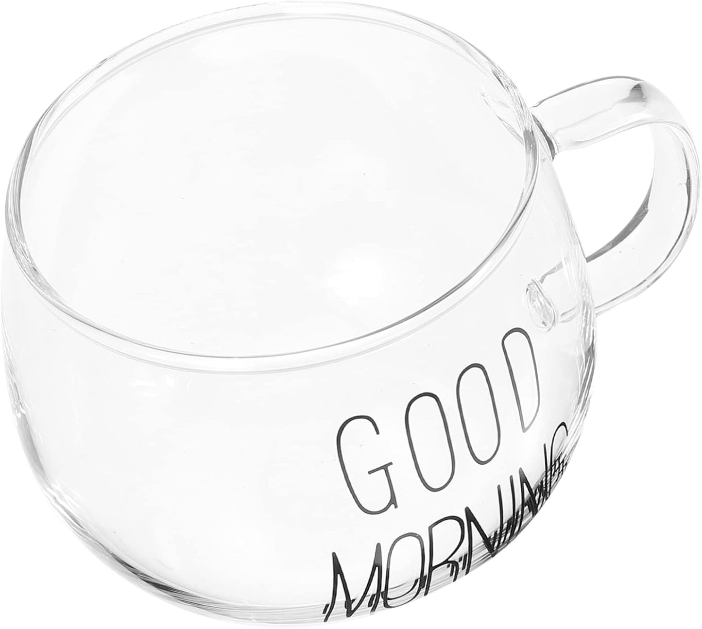 PRETYZOOM Milk Glass Cup Double-wall Heat-resistant Glass Mug Reusable Drinking Cup for Breakfast Milk Cereal Fruit