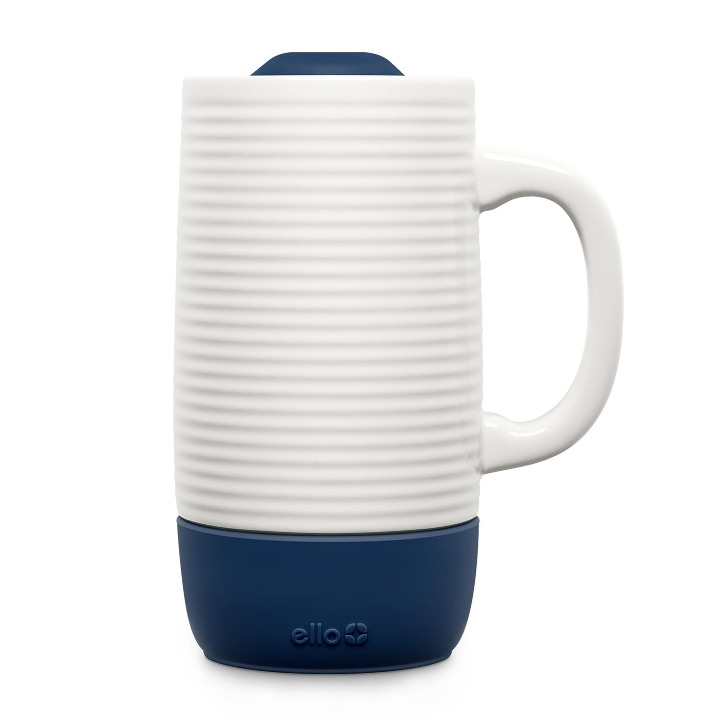 Ello Jane 18oz Ceramic Travel Mug with Handle, Splash-Resistant Slider Lid and Built-in Coaster, Perfect for Coffee and Tea, BPA Free, Dishwasher Safe, Holiday Gift Her Him, Yucca | Splash-resistant ceramic coffee tumbler with handle and silicone base. BP