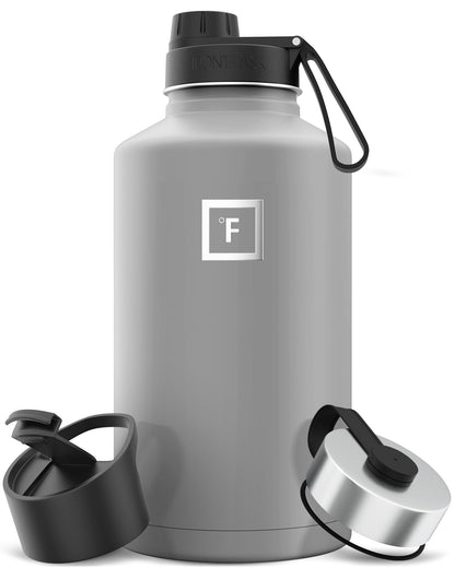 IRON °FLASK 40 oz Wide Mouth Water Bottle with Straw | Insulated Stainless Steel Sports Water Bottle with Leakproof Straw Lid - BPA Free, Cold 24 Hrs, Sweat Free (Midnight Black)