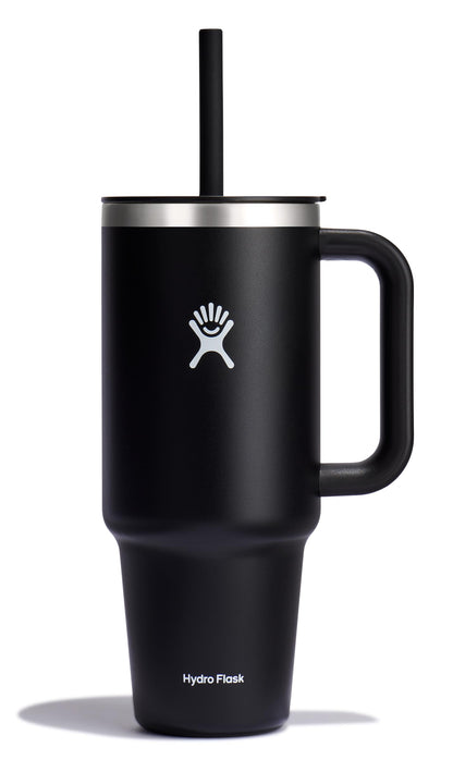 Hydro Flask Travel Tumbler with Handle, Lid and Straw - Insulated Stainless Steel in 40 Oz Agave