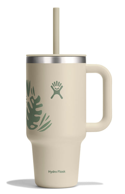Hydro Flask Travel Tumbler with Handle, Lid and Straw - Insulated Stainless Steel in 40 Oz Agave