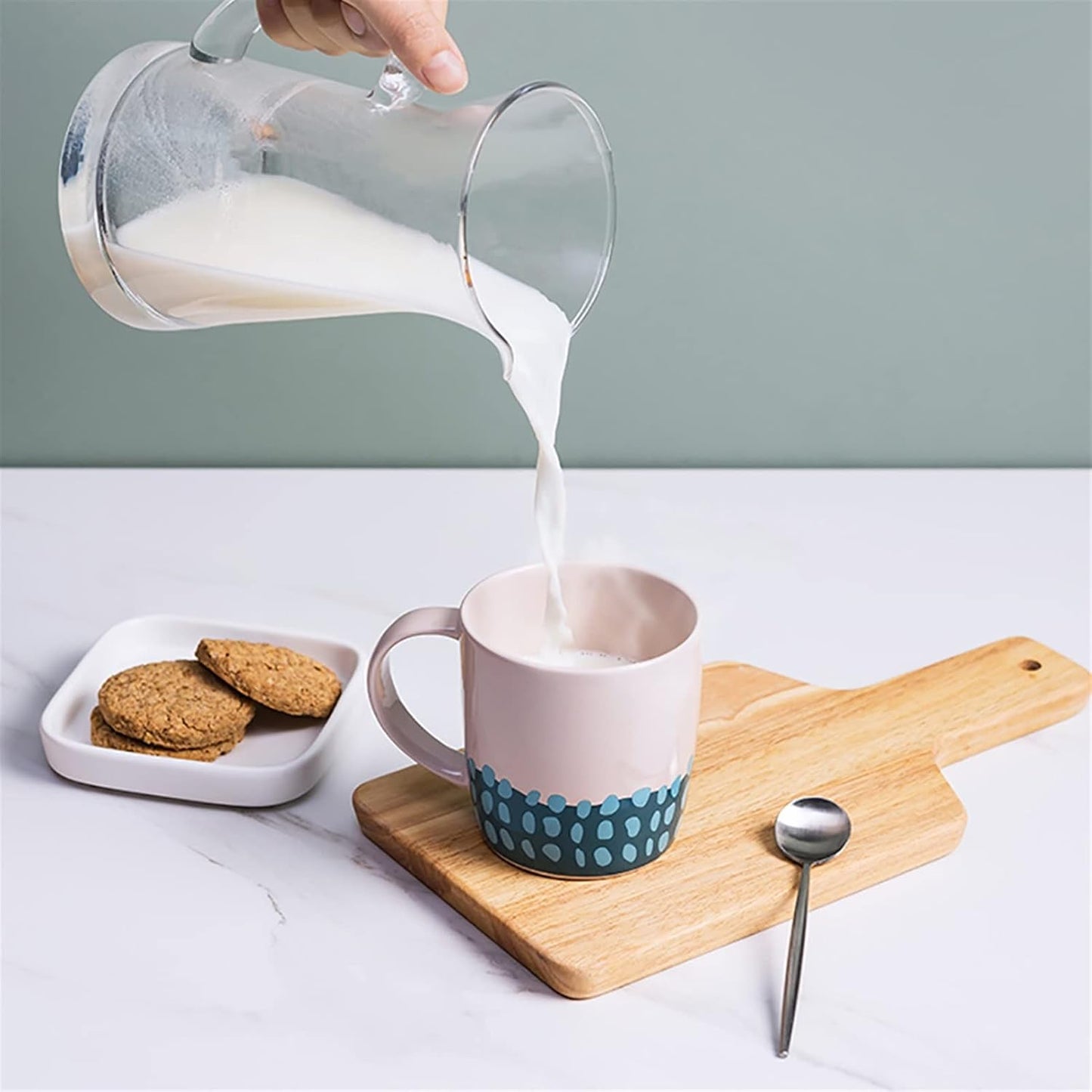Milk Breakfast Cup 330ml Ceramic Bone China Juice Tea Coffee Cup Office Cup Polka Dot Gift(Groen 330ml) (Roze 330ml)