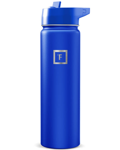 IRON °FLASK 32 oz Wide Mouth Water Bottle with 3 Lids | Insulated Stainless Steel Sports Water Bottle with 3 Leakproof Lids - BPA Free, Cold 24 Hrs, Sweat Free (Midnight Black)
