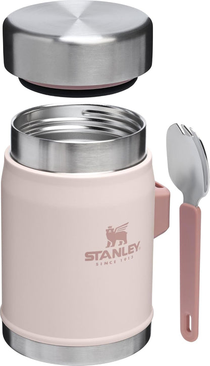 STANLEY Classic Food Jar and Spork | Vacuum Insulated Food Container | Wide Mouth Screw On Lid | Packable for Travel | Stainless Steel with Leakproof Lid | BPA-Free