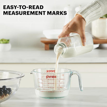 Pyrex Essentials (2-Pack) Glass Measuring Cups Set (1 & 2 Cup) | For prepping, baking and cooking, preheated oven, dishwasher, freezer, and microwave safe