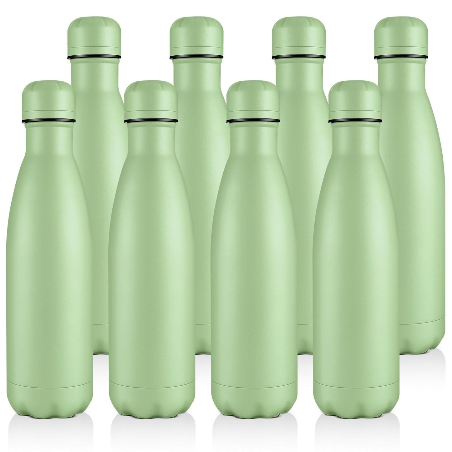 Volhoply 17oz Insulated Stainless Steel Water Bottle, Double Wall Vacuum Flask, Keeps Cold 24h & Hot 12h, Available in Packs of 1, 4, or 8（Silver,1 Pack)