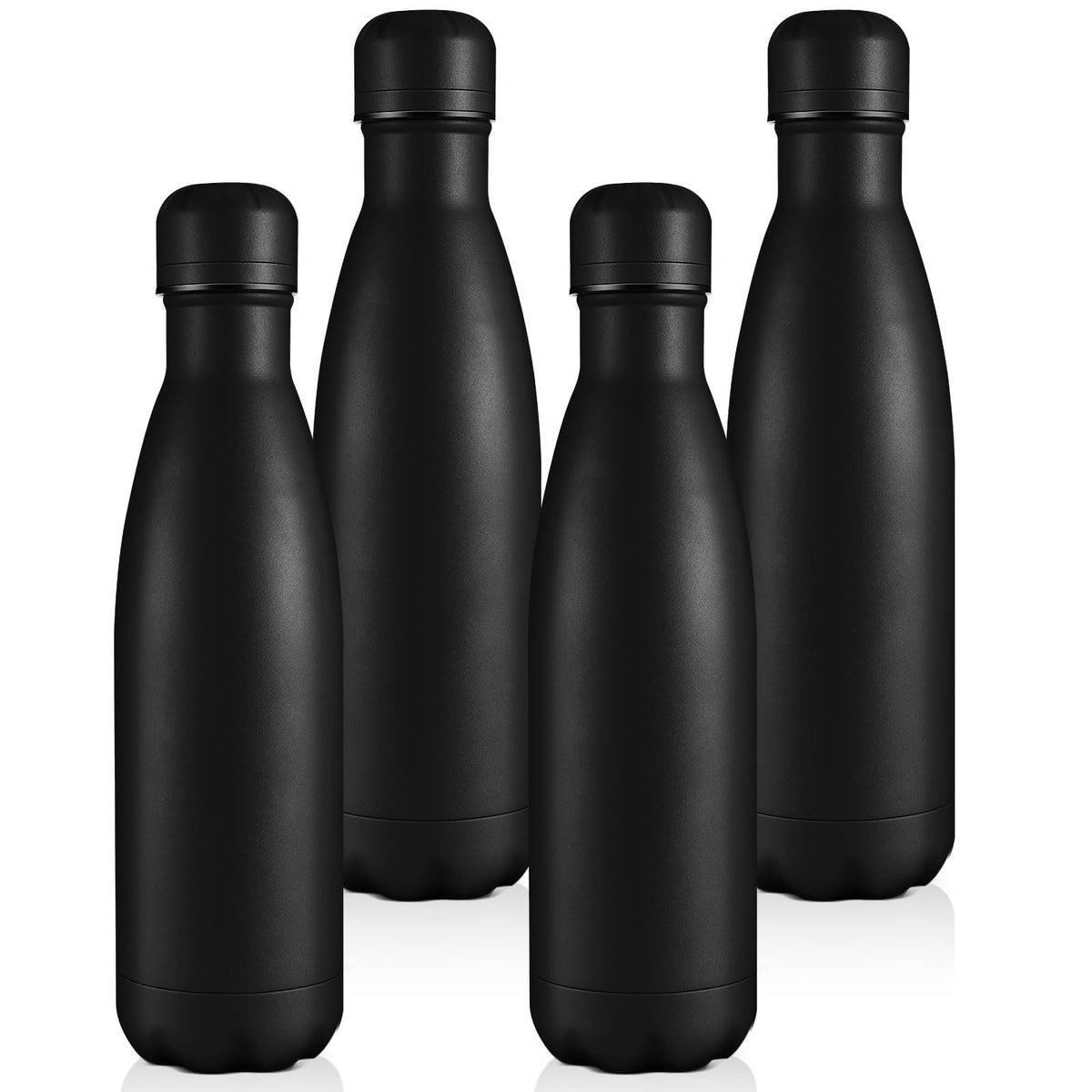 Volhoply 17oz Insulated Stainless Steel Water Bottle, Double Wall Vacuum Flask, Keeps Cold 24h & Hot 12h, Available in Packs of 1, 4, or 8（Silver,1 Pack)